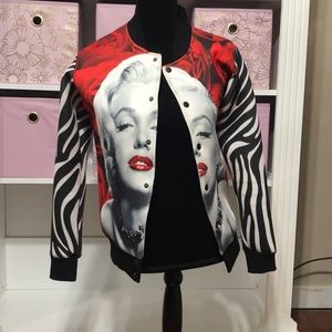 Marilyn Monroe Red Roses Zebra Jacket